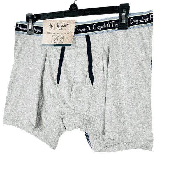 Original Penguin Men's Grey Blue 2-Pack Cotton Stretch Boxer Briefs Size XL NWT - Picture 3 of 7